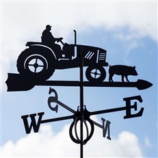 Large Black Steel Tractor Weathervane