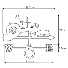 Large Black Steel Tractor Weathervane