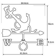 Large Black Steel Anchor Weathervane