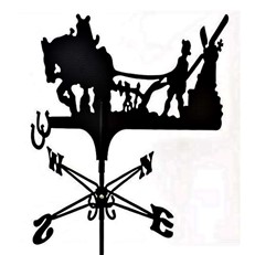 Ploughing Horse Standard Black Weathervane