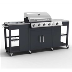 Petersburg Outdoor Kitchen with 4 Burner Gas Grill, Side Burner and sink