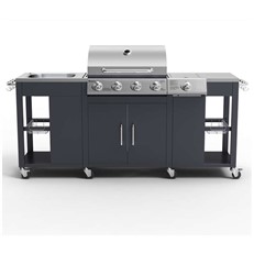 Petersburg Outdoor Kitchen with 4 Burner Gas Grill, Side Burner and sink