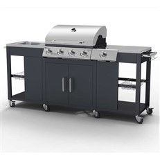 Petersburg Outdoor Kitchen with 4 Burner Gas Grill, Side Burner and sink