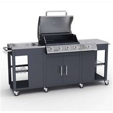 Petersburg Outdoor Kitchen with 4 Burner Gas Grill, Side Burner and sink