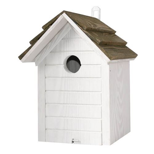 Bird Nest Box in White and Olive
