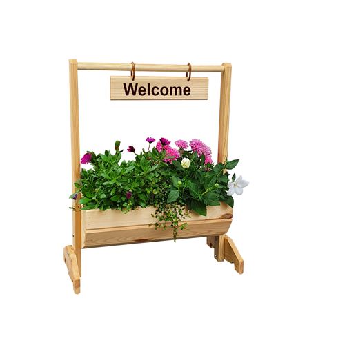 Flower Trough Wooden Garden Planter Welcome