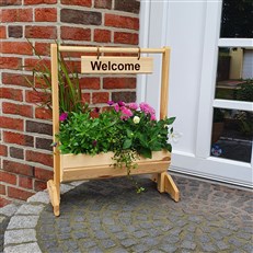 Flower Trough Wooden Garden Planter Welcome