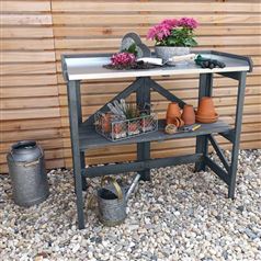 Garden Potting Table with Zinc Plated Worktop