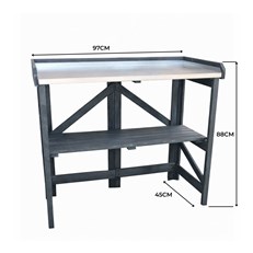 Garden Potting Table with Zinc Plated Worktop