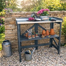Garden Potting Table with Zinc Plated Worktop