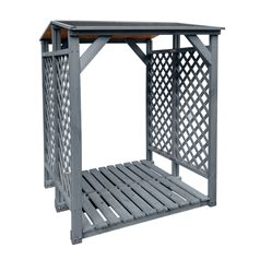 Callow Retail DOUBLE Wooden Log Storage Rack Shed - Grey Wood Rack for Log Storage, Firewood Storage Shed with Felt Roof | Outdoor Fireplace Accessories