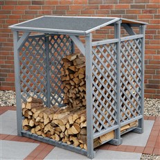 Callow Retail DOUBLE Wooden Log Storage Rack Shed - Grey Wood Rack for Log Storage, Firewood Storage Shed with Felt Roof | Outdoor Fireplace Accessories