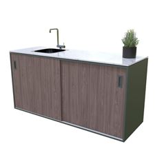 MS Viscom Large Outdoor Kitchen Module with Sink 180cm in Walnut