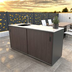 MS Viscom Large Outdoor Kitchen Module with Sink 180cm in Walnut