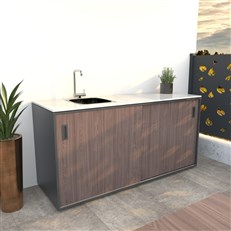 MS Viscom Large Outdoor Kitchen Module with Sink 180cm in Walnut