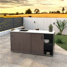 MS Viscom Large Outdoor Kitchen Module with Sink 180cm in Walnut