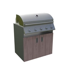 MS Viscom Outdoor Kitchen Module for Built in Grill 90cm in Walnut