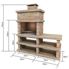 Londres Light Stone Charcoal BBQ with Side Table and Shelving