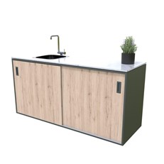 MS Viscom Outdoor Kitchen Module Element with Sink 180cm in OAK