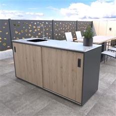 MS Viscom Outdoor Kitchen Module Element with Sink 180cm in OAK