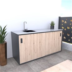 MS Viscom Outdoor Kitchen Module Element with Sink 180cm in OAK