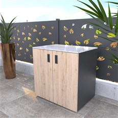 MS Viscom Outdoor Kitchen Module Unit with double door 90cm in OAK