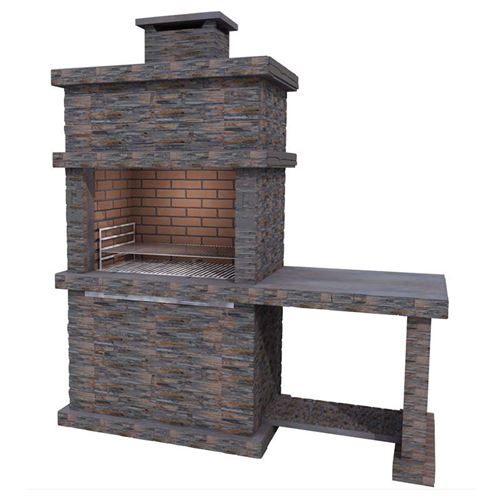 Londres Modern Masonry Charcoal BBQ with Side Table in Dark Stone