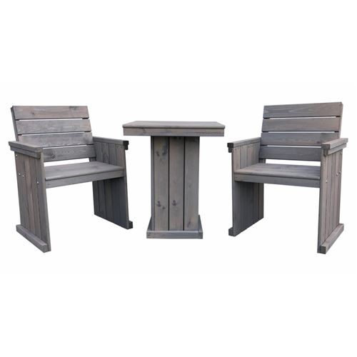Grey Bistro Wooden Patio Table and Chairs Set