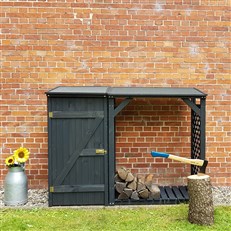 Callow Garden Log Store with Storage Shed – Anthracite Garden Tool Organisation