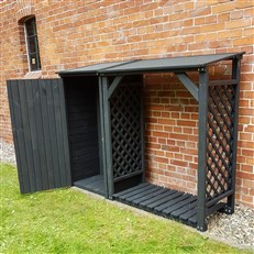 Callow Garden Log Store with Storage Shed – Anthracite Garden Tool Organisation