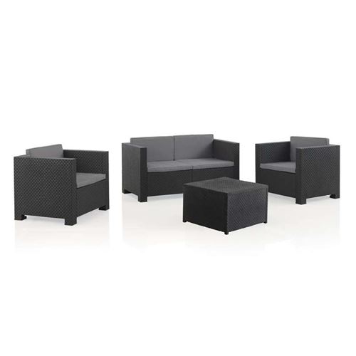 Diva 4pc Lounger Set with Double Sofa, 2 Armchairs and Coffee Table in Graphite