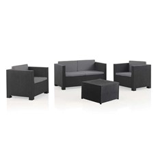 Diva 4pc Lounger Set with Double Sofa, 2 Armchairs and Coffee Table in Graphite