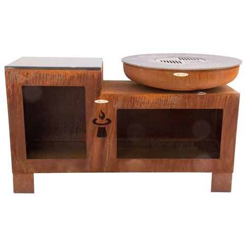 Remundi Vulcano Fire Bowl BBQ Grill with Granite Worktop