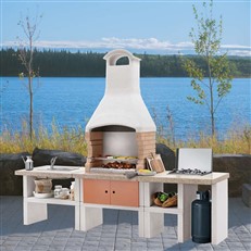 Ariel Outdoor BBQ Kitchen with Twin Gas Hob and Sink – Peach