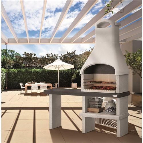 Palazzetti Orlando Masonry BBQ Grill - Wood or Charcoal Fired in grey and White