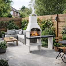 Orlando Masonry BBQ Grill - Wood or Charcoal Fired in grey and White