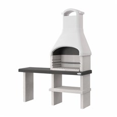Orlando Masonry BBQ Grill - Wood or Charcoal Fired in grey and White