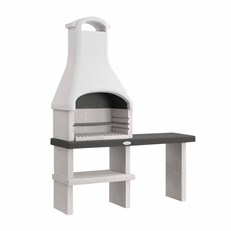 Orlando Masonry BBQ Grill - Wood or Charcoal Fired in grey and White
