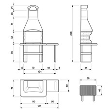 Jesolo 2 Masonry BBQ Grill with Side Table