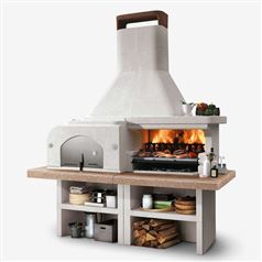 Gargano 3 Masonry Barbecue with Wood Fired Oven and Grey Worktop