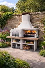 Gargano 3 Masonry Barbecue with Wood Fired Oven and Grey Worktop