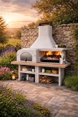 Gargano 3 Masonry Barbecue with Wood Fired Oven and Grey Worktop