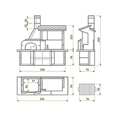 Antille Complete Outdoor BBQ Kitchen with Wood Fired Oven