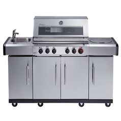Kansas Pro 4 SIK Profi Turbo Stainless Steel Gas BBQ Grill with Sink Kansas Pro 4 SIK Profi Turbo Stainless Steel Gas BBQ Grill with Sink