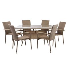 Falmouth Rattan Rectangular 6 Seater Dining Set