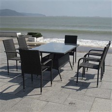 Falmouth Rattan Rectangular 6 Seater Dining Set