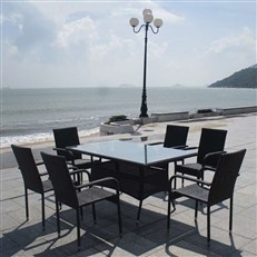 Falmouth Rattan Rectangular 6 Seater Dining Set