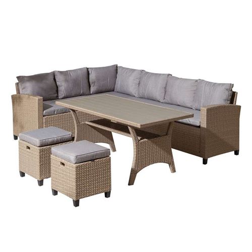 Fowey Rattan Garden Corner Sofa Dining Set