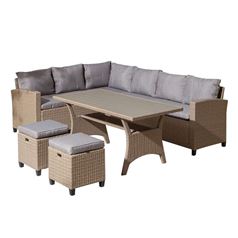 Fowey Rattan Garden Corner Sofa Dining Set