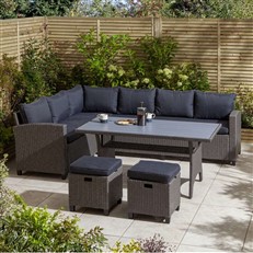 Fowey Deluxe Rattan Garden Corner Sofa Dining Set